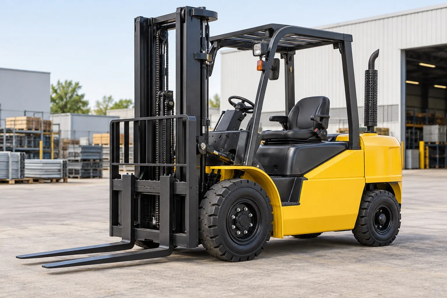 Xe nâng dầu tại bãi công nghiệp